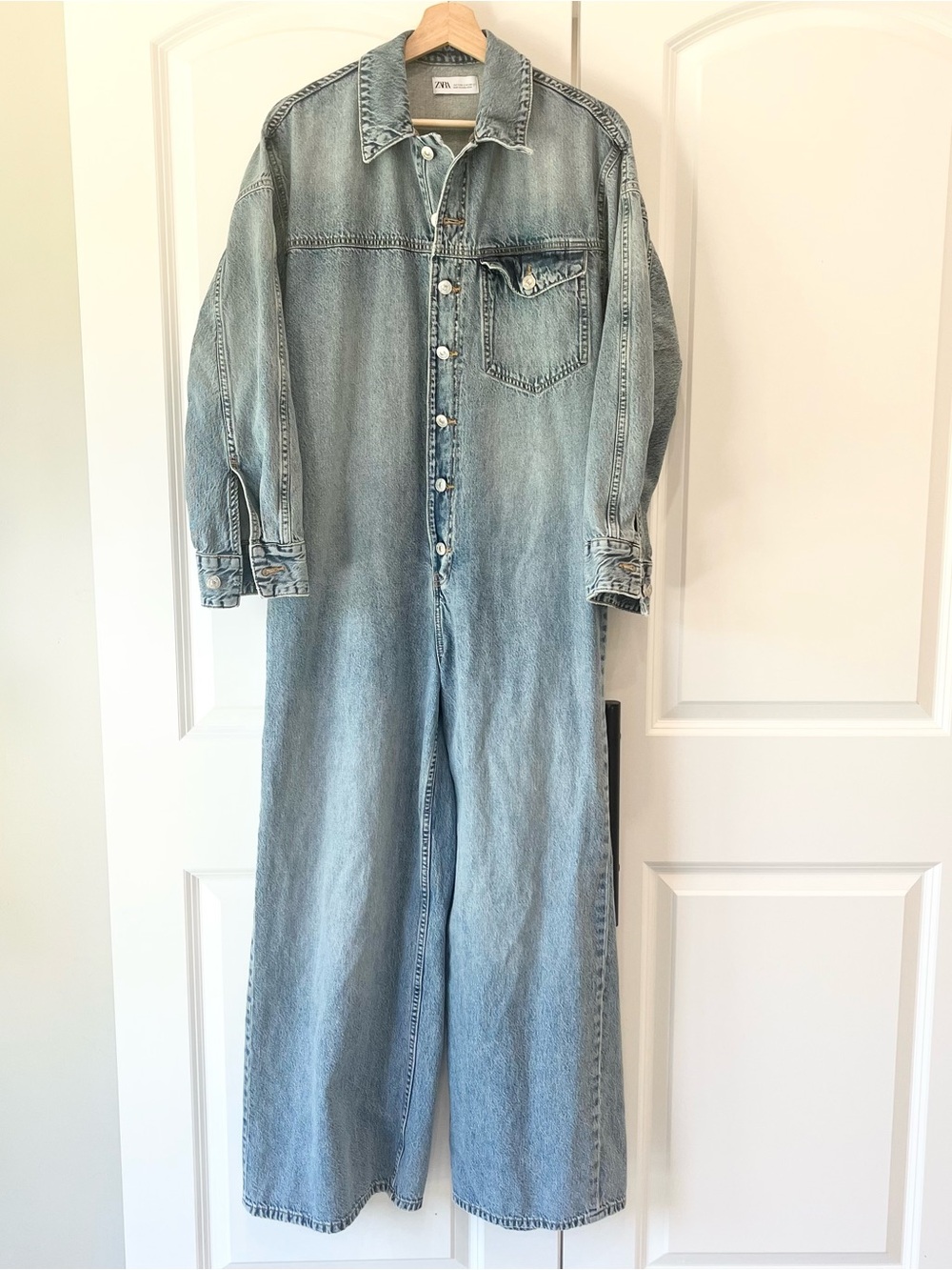 Zara Light Blue Denim Jumpsuit